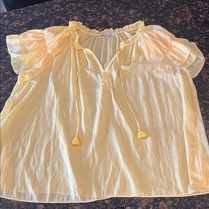 Rose + Olive Yellow Ruffled Women's Top nwot 2x